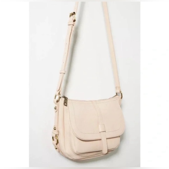 Anthropologie Delancey Crossbody Bag Vegan Leather Soft Pink Purse Chic Classic - Picture 1 of 9